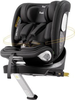Feakaou 360 Car Seat with ISOFIX - for Newborn to 12 Years Children, i-Size (ECE R129/E4) Rotating Swivel Baby Car Seat,Group 0+1/2/3 (40-150cm)