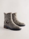 Next Grey Textured Forever Comfort® Faux Fur Hardware Ankle Boots