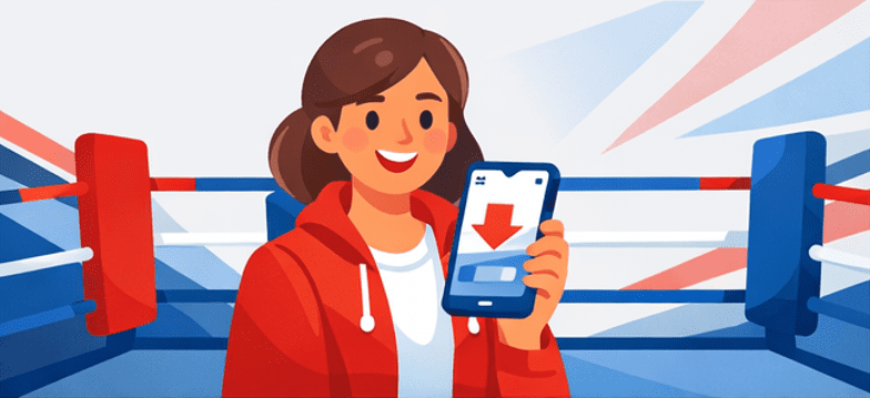 A UK shopper receives a price-drop alert on their phone in a friendly boxing-ring setting.