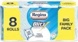 Regina Blitz Household Towels – 8 Triple Layered Rolls, 70 Sheets Per Roll