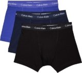 Calvin Klein Men’s 3 Pack Stretch Boxer Briefs Multicolour (1 Black / 1 Cobalt Water / 1 Blue S)