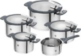ZWILLING Simplify Stainless Steel Pot Set, 5 Pieces, Integrated Sieve,  Silver-Black