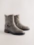Next Grey Textured Forever Comfort® Faux Fur Hardware Ankle Boots