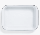 John Lewis Enamel Roaster, 35cm, White/Navy